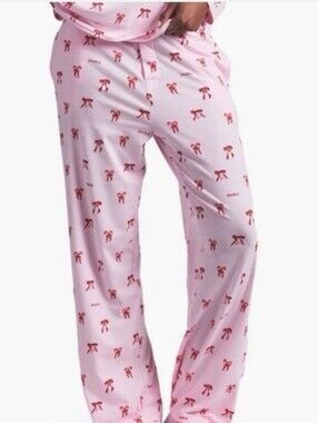 SKIMS Boyfriend Sleep Pants Cherry Blossom Candy Bow Print NWT Size MEDIUM